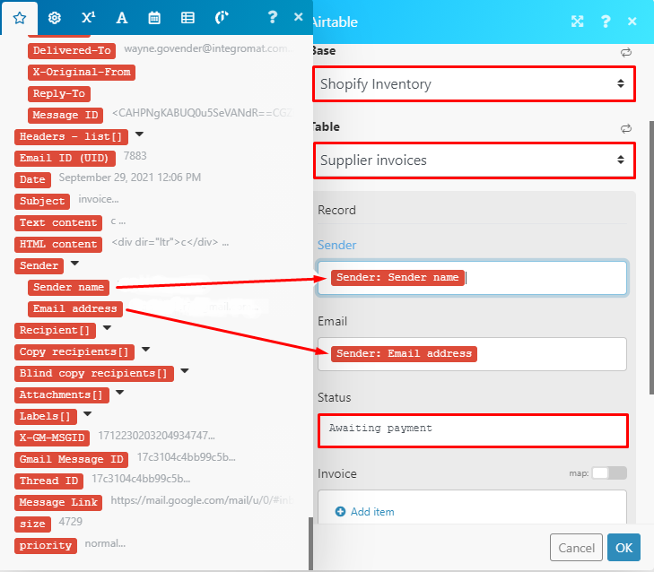 Airtable Create a record module configuration part 1