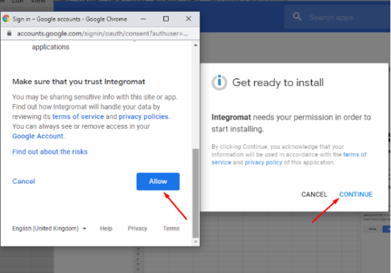Grant Integromat access to your Google account