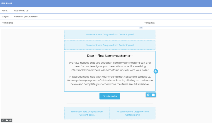 Example abandoned cart recovery email template