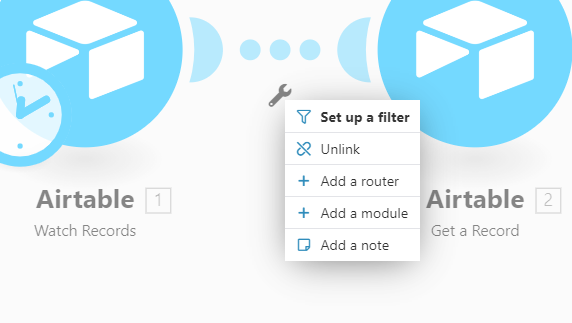 Setting up a filter for the Airtable scenario