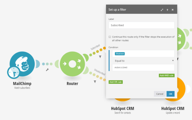 HubSpot contact search in Make.com