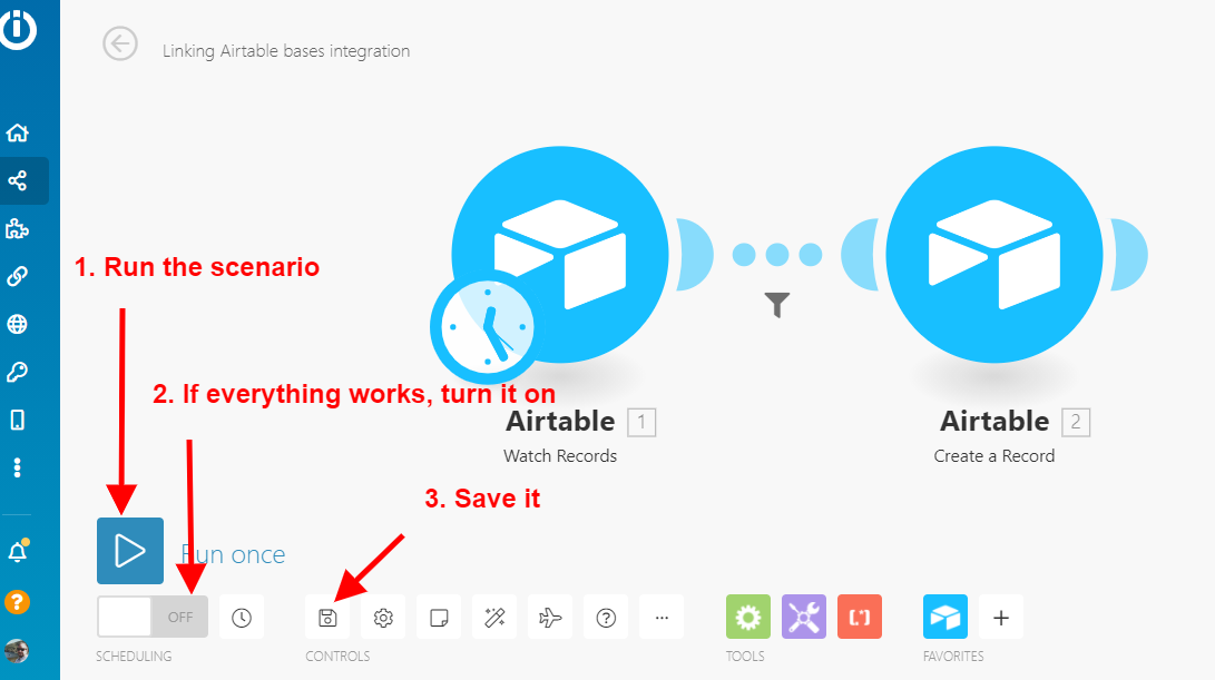 Running the Airtable Make.com scenario