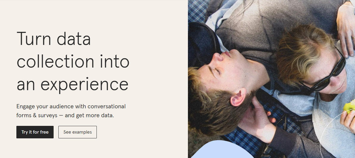 Typeform homepage interface