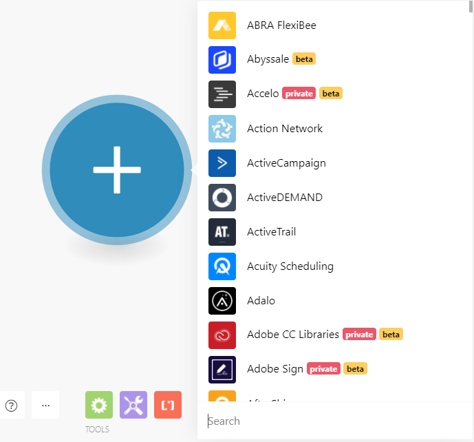 Screenshot of selecting the Revolut Business app in Make