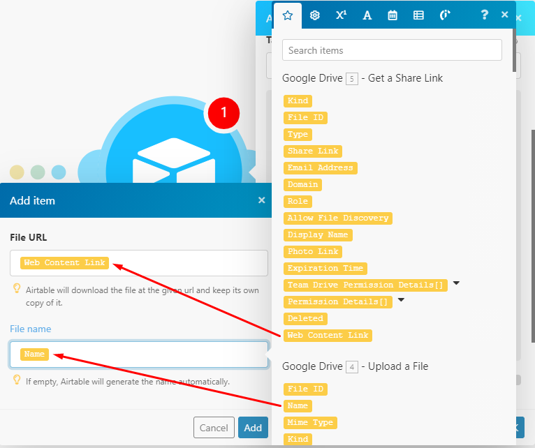 Airtable Create a record module configuration part 2