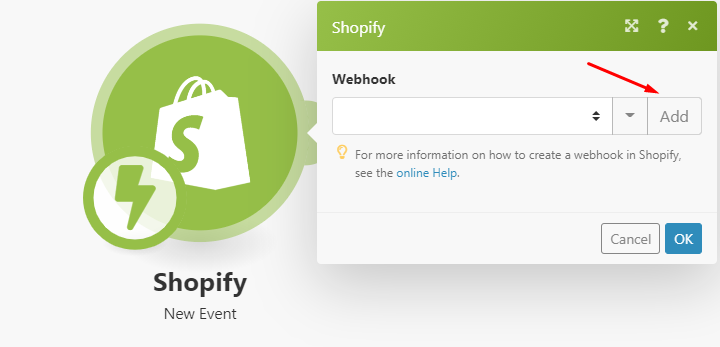 Adding a webhook in Shopify via Make.com