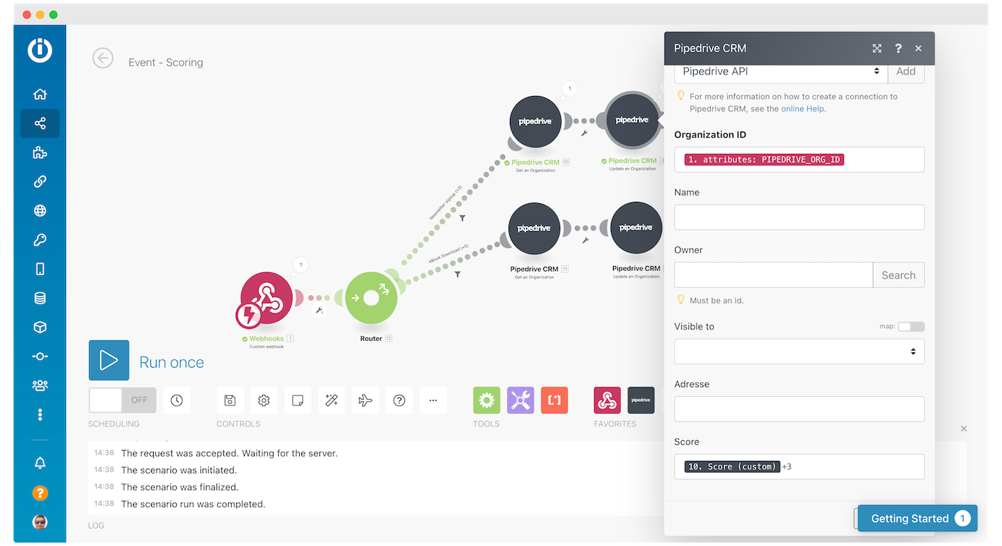 Screenshot of the second step in a Make.com trigger sequence.
