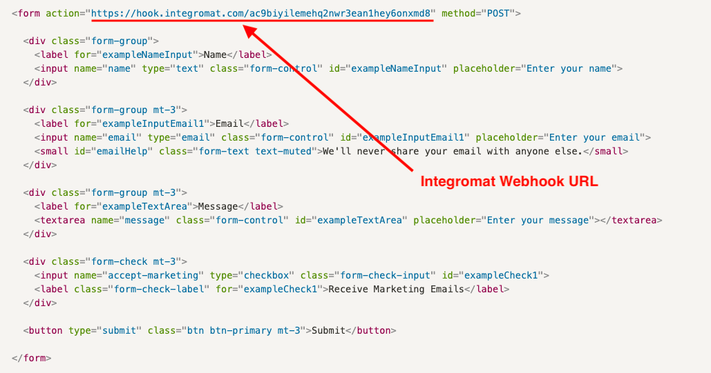 Custom HTML form integrated with a Make.com webhook