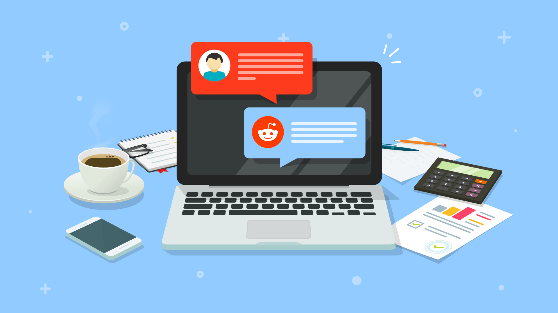 Illustration showing brand mention tracking on Reddit