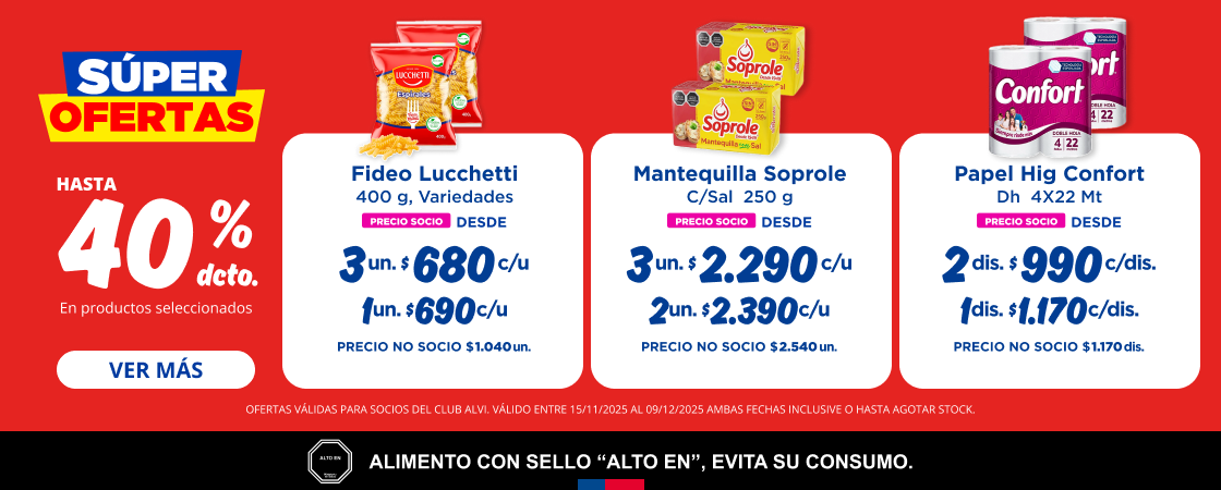 Alvi - "hasta 40% de descuento en productos seleccionados" 