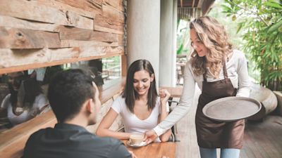 girl serving coffee