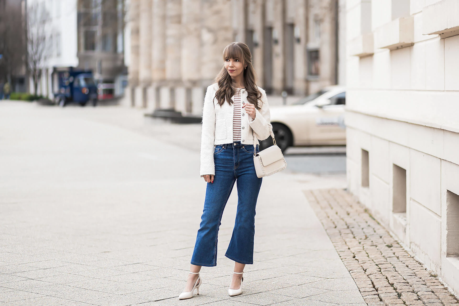 Outfit mit Bouclé-Blazer