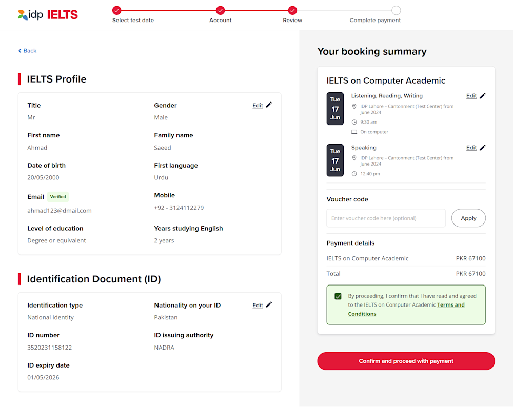 Booking and Payment