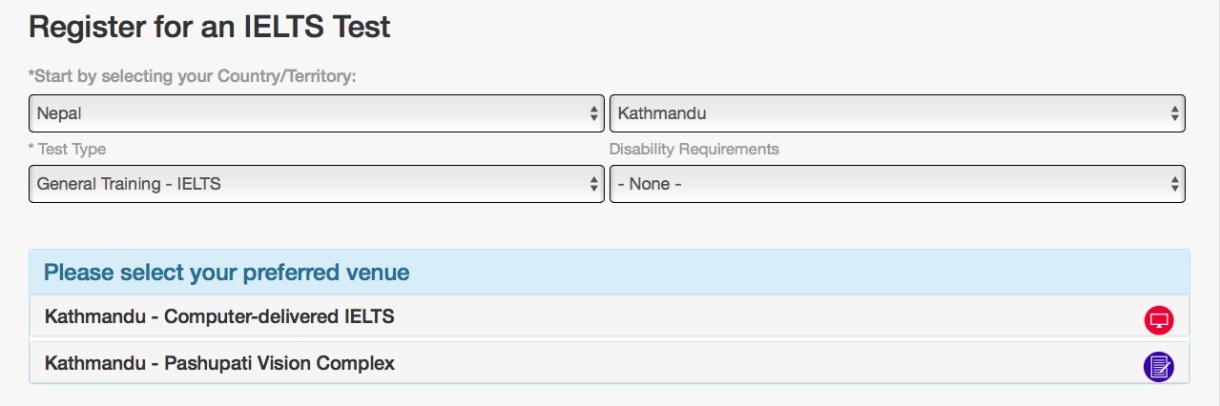 Booking IELTS test at my.ieltsessentials.com