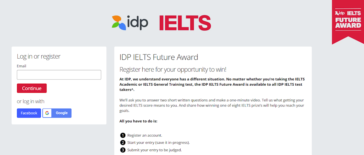 Step 1 Apply IELTS Future Award