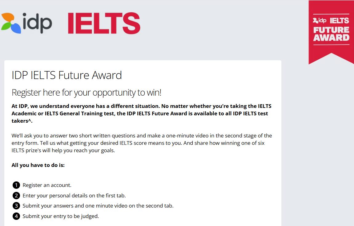 Step 1 Apply IELTS Future Award