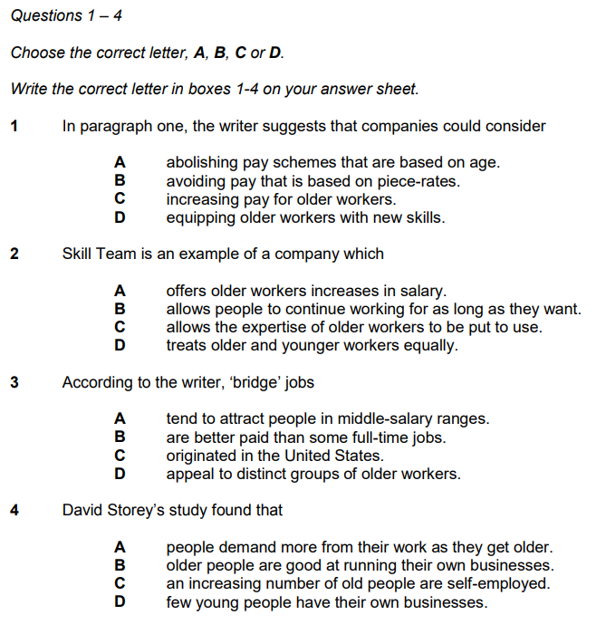 Image - IELTS Reading multiple-choice one answer