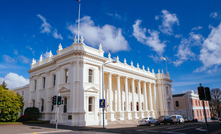Historic and beautiful Town Hall building in Launceston CBD in Tasmania Australia