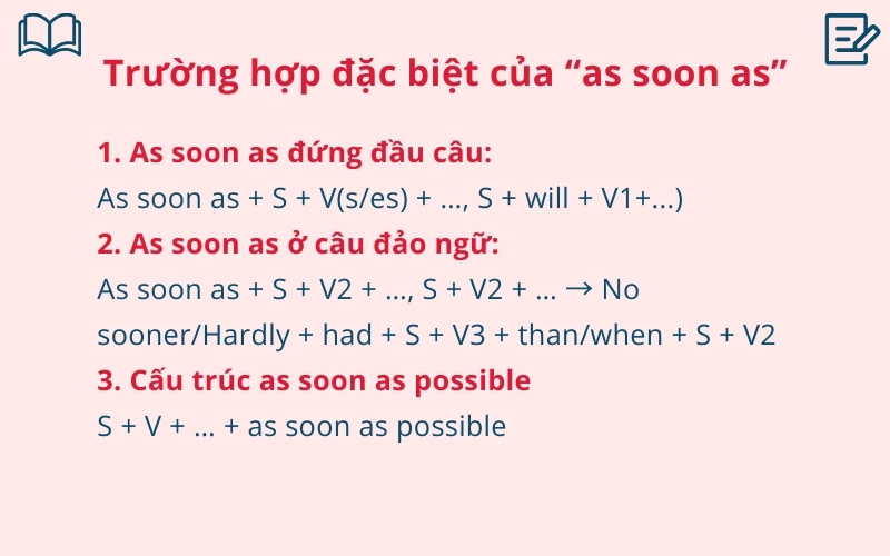 cấu trúc as soon as ở đầu câu