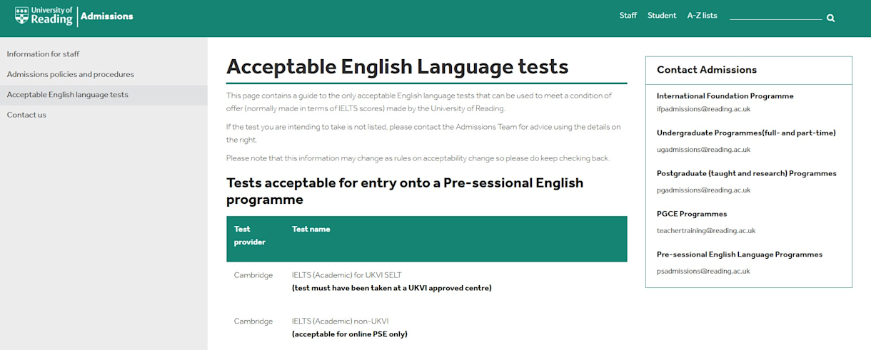 IELTS UKVI Acceptable English Language tests - Thailand