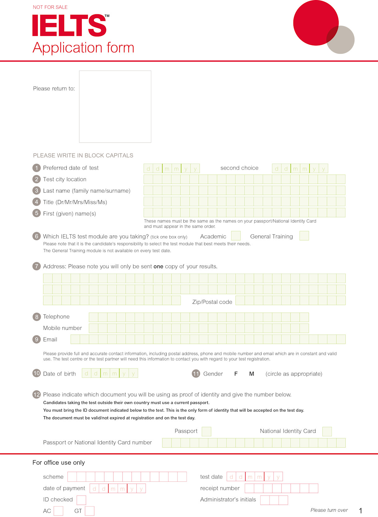 IELTS Application Form