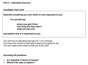 cue card question - part 2