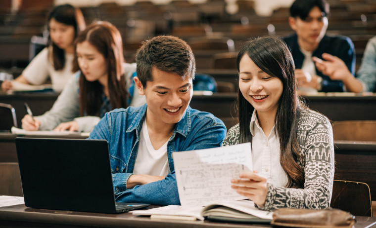 IELTS test takers prepare for the test in a classroom - Canada
