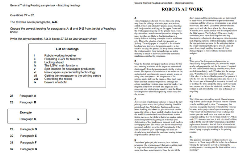 general training reading sample