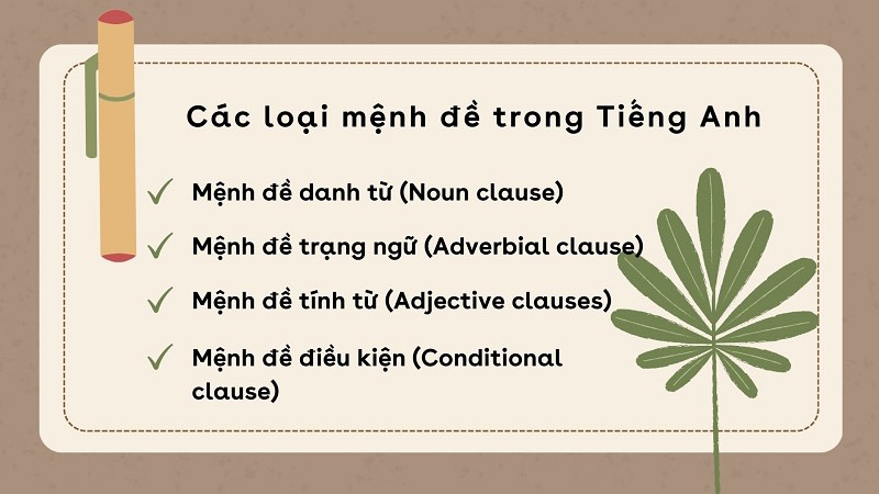 các loại mệnh đề trong tiếng anh