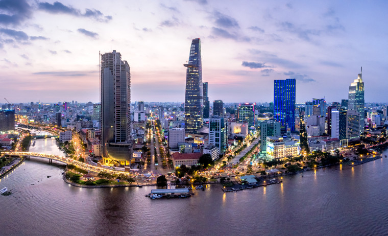 Aerial view of Ho Chi Minh City in Vietnam
