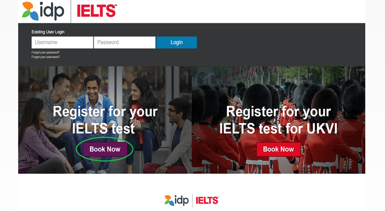 IELTS login step 2