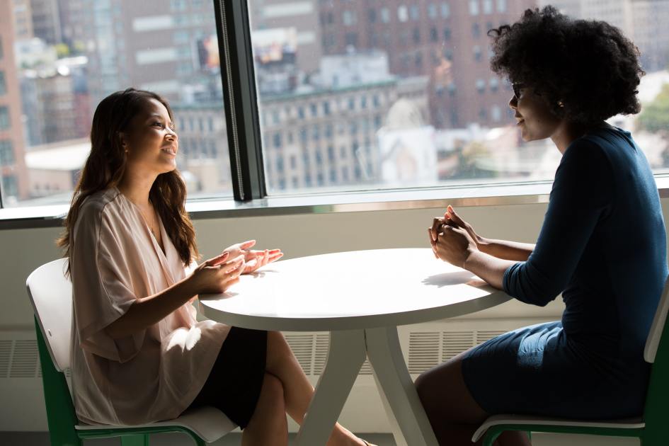 A female test taker having a conversation with an IELTS Expert