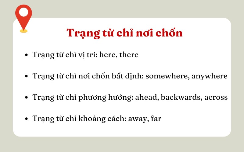 các trạng từ chỉ nơi chốn