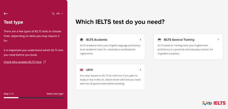 Choose your preferred test type according to your goals. 