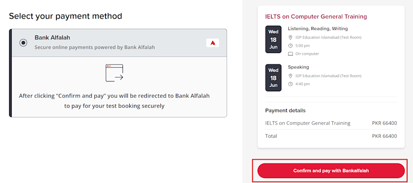 Redirected to Bank