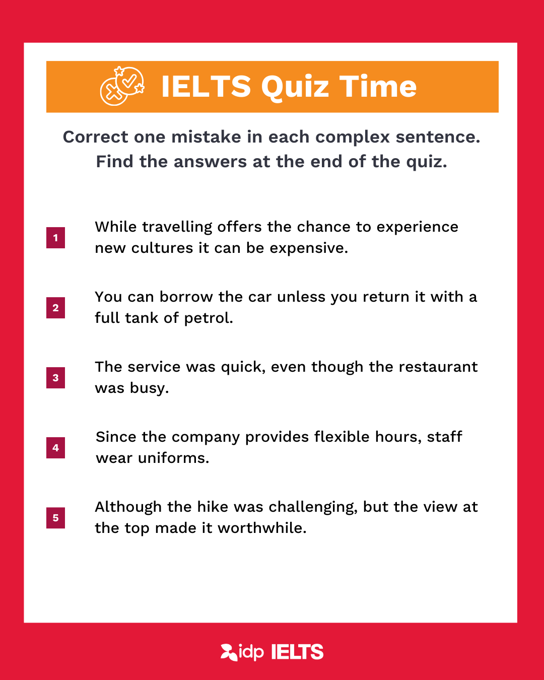 IELTS Quiz Time - Complex Sentences