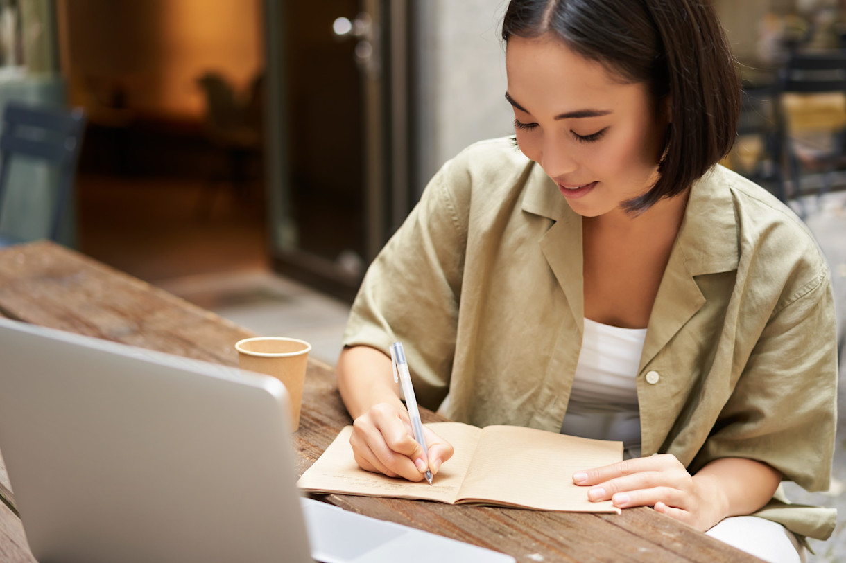 a woman studying