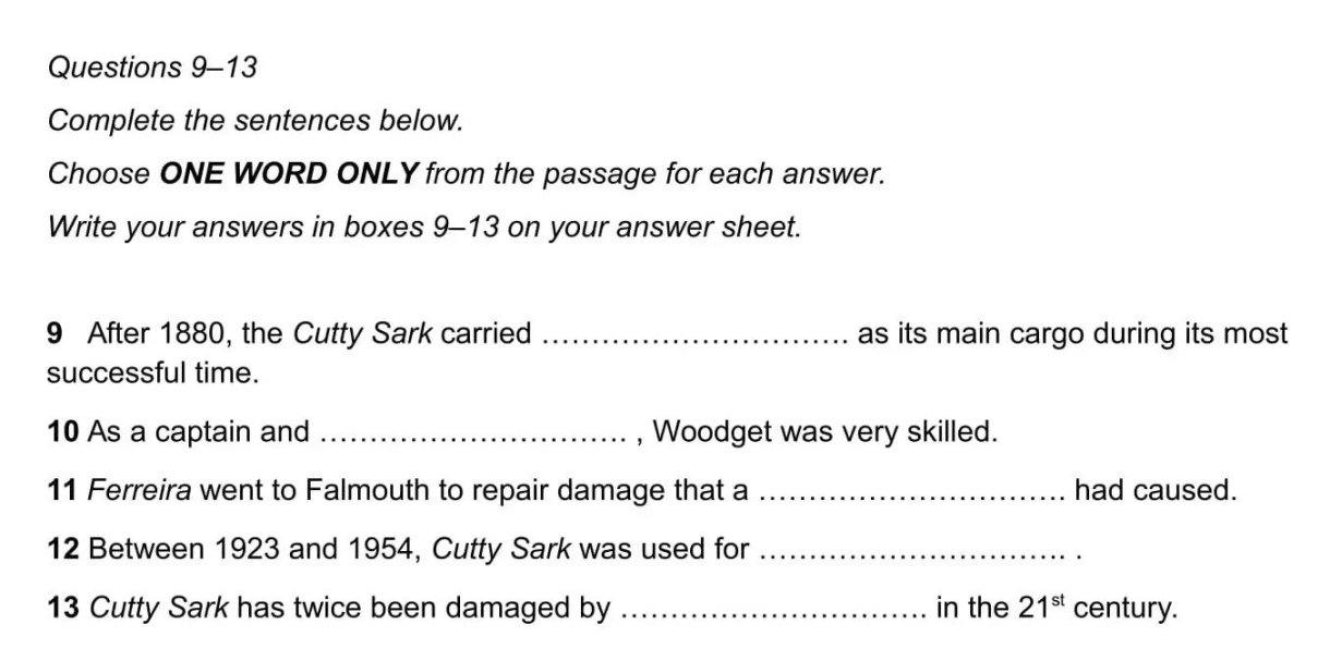 Sentence Completion format