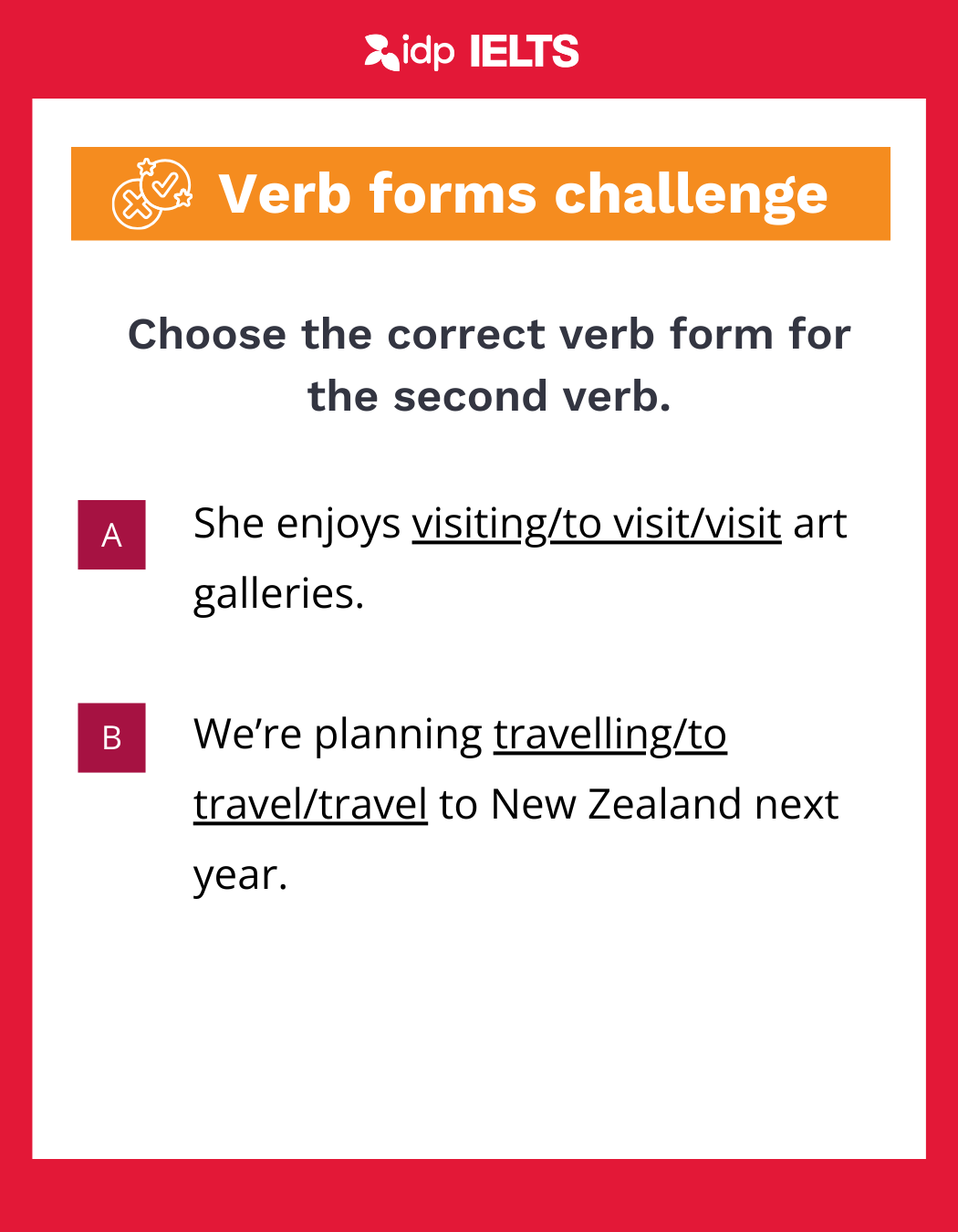 Verb forms short challenge