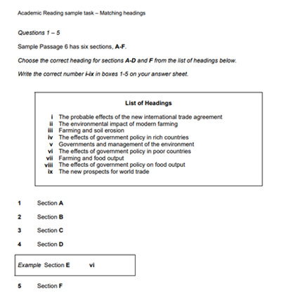 academic reading sample task