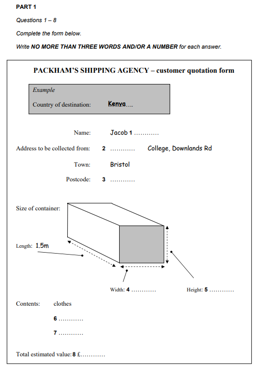 Image - IELTS Listening form completion