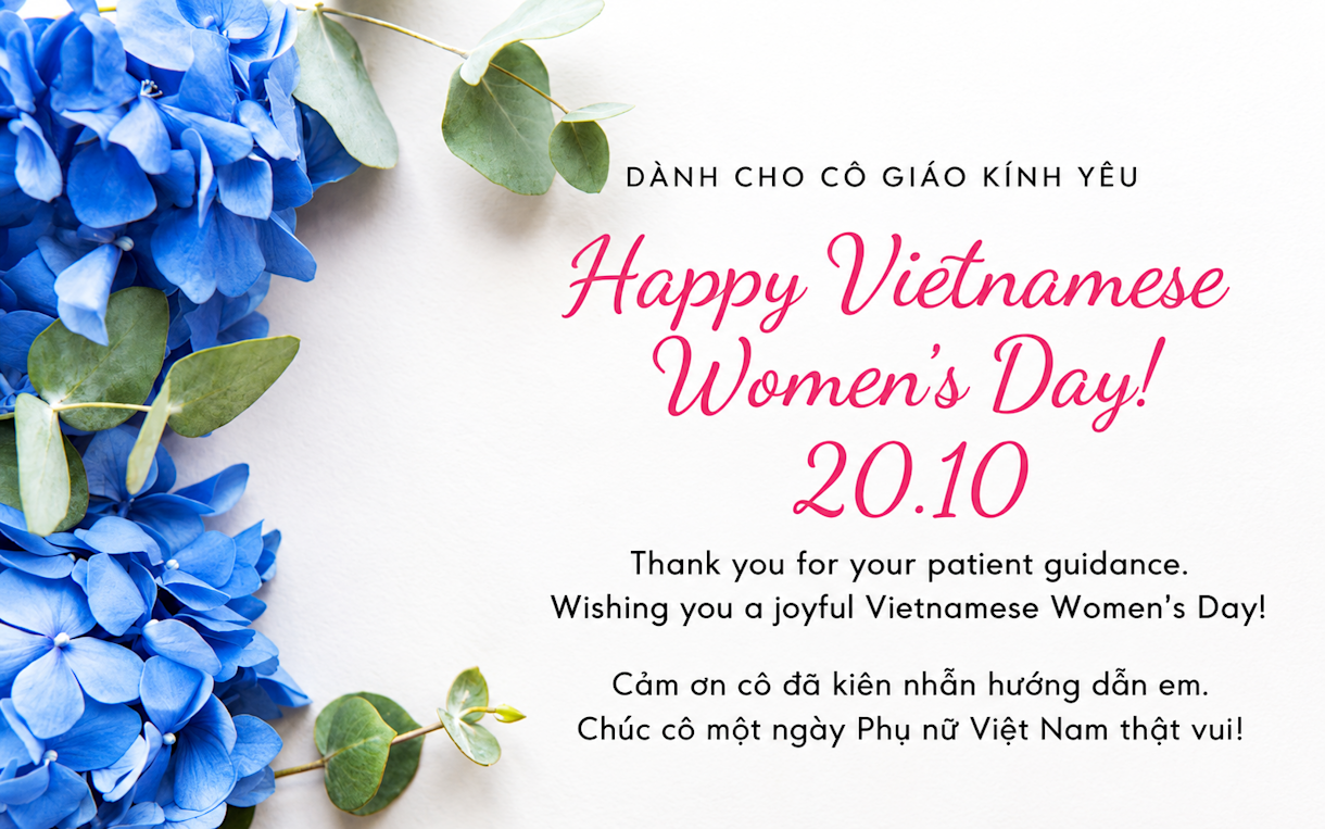 lời chúc 20/10 tiếng Anh cho cô giáo