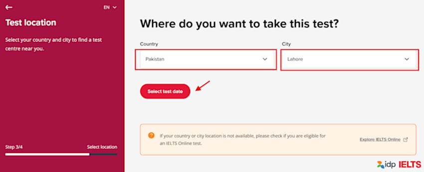Select Test Date