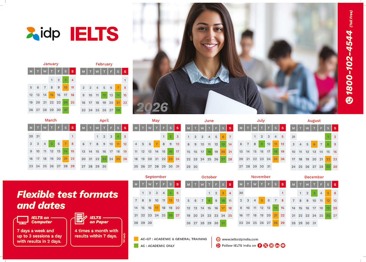 ielts test date calendar