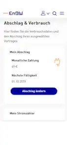 Abschlagsübersicht im Meine EnBW Kundenportal