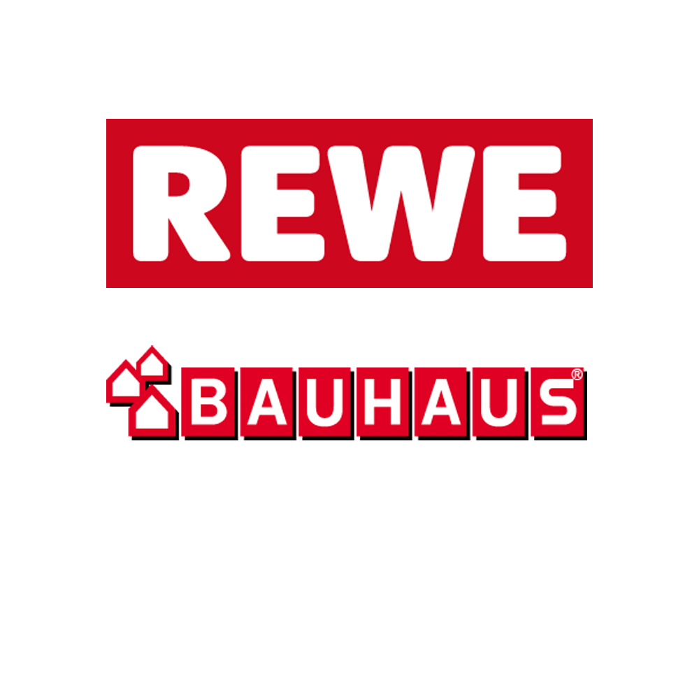 Komposition Rewe- und Bauhaus-Logos