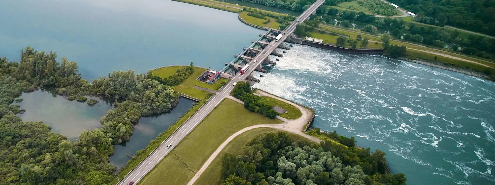 Drohnenaufnahme eines EnBW Wasserwerks