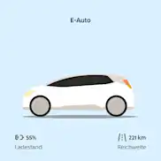 Illustration eines Autos auf hellblauem Hintergrund