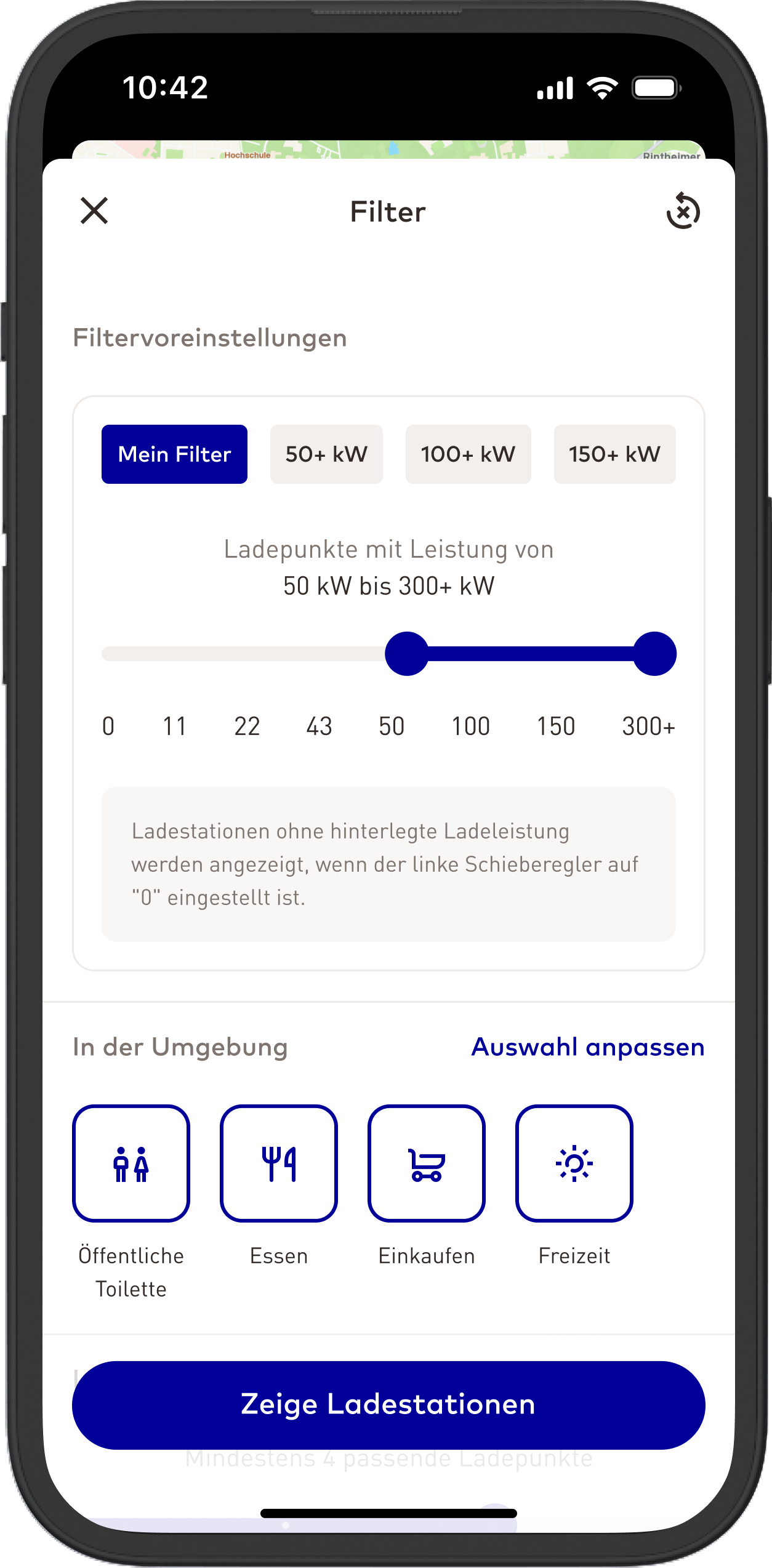 EnBW mobility+ App Screenshot Filterfunktionen