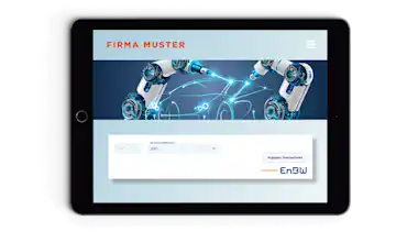 Tablet mit Partner-Website und EnBW Produkten